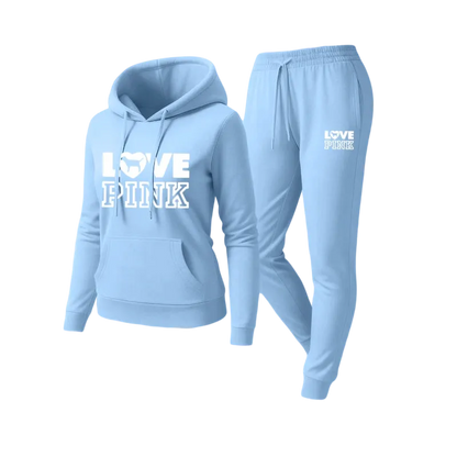 Two-piece set consisting of a letter-print sweatshirt and sweatpants.