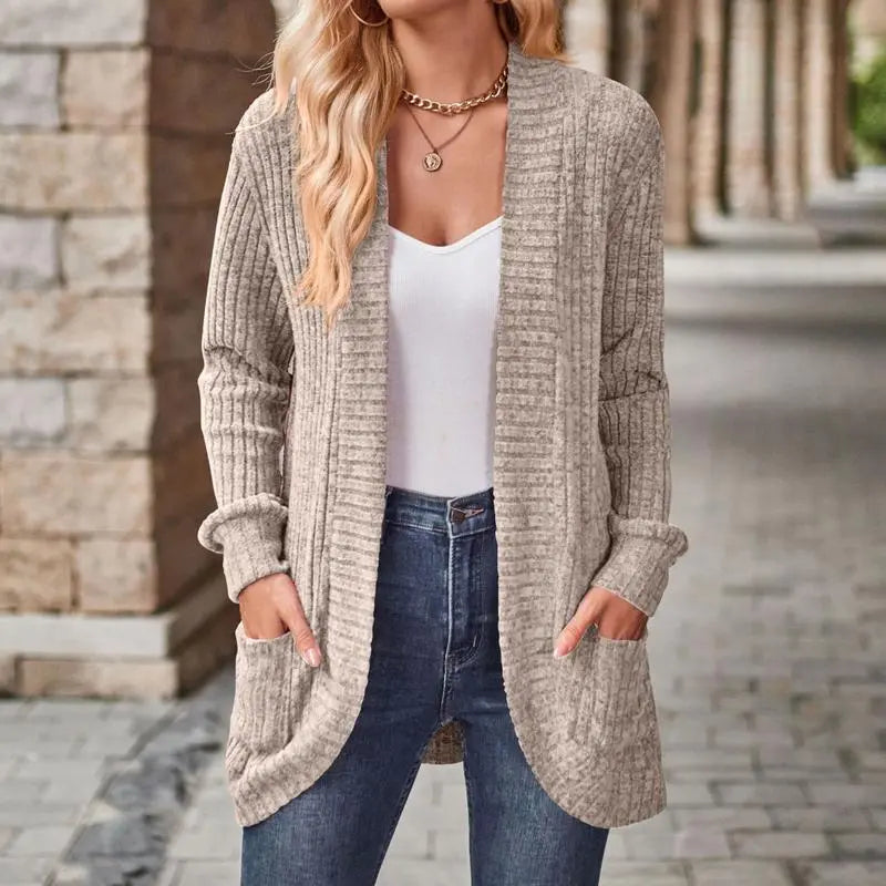 Women 2024 Fall Open Front Long Sleeve Loose Lightweight Knit Sweater
