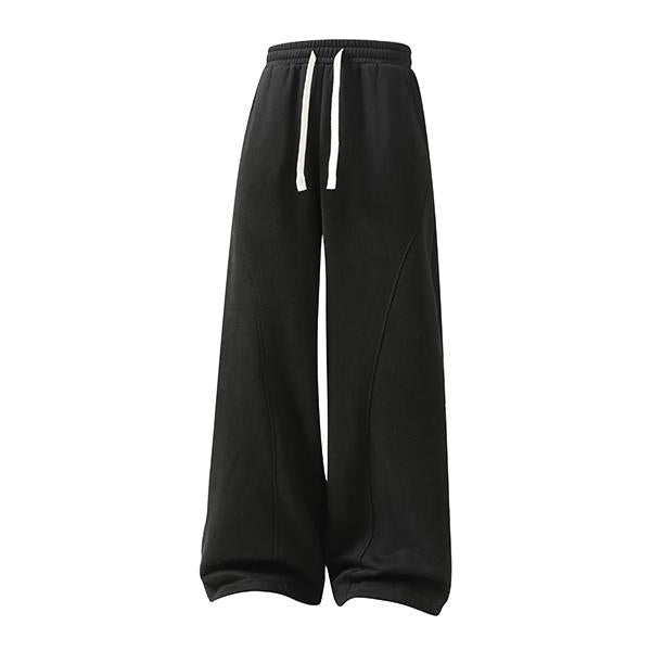 Men'S Fleece Thermal Lined Sweatpants Oversize Drawstring Waist Casual Loose Pants For Fall Winter School Season Daily Wear