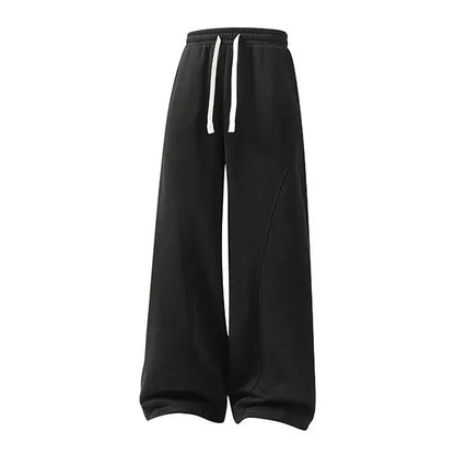 Men'S Fleece Thermal Lined Sweatpants Oversize Drawstring Waist Casual Loose Pants For Fall Winter School Season Daily Wear