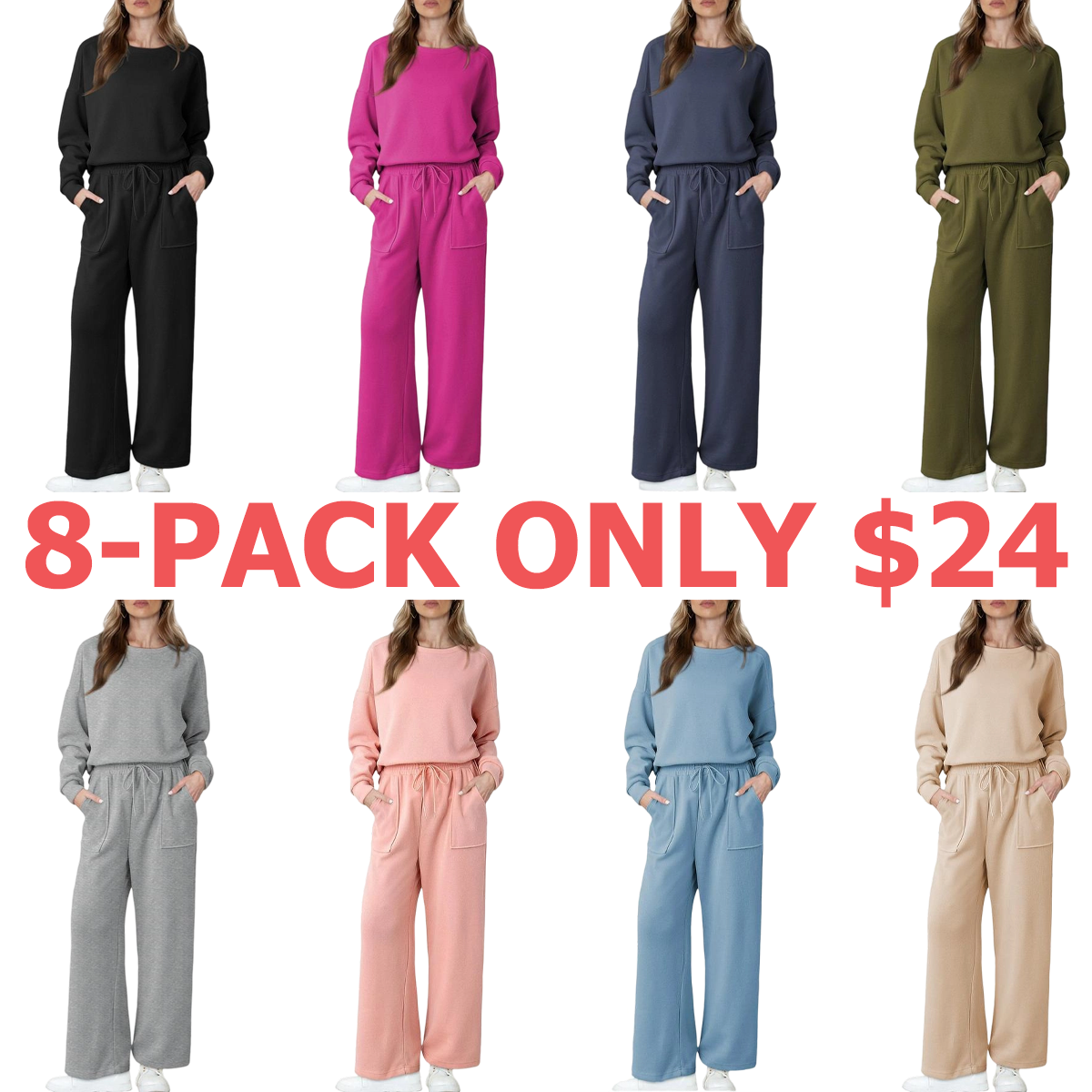 Women's Cotton 2 Piece Outfits Sweatsuit Casual
