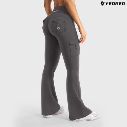 Women's athletic flare pants with hidden pockets