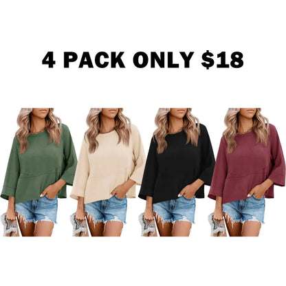 3/4 Batwing Sleeve Tops