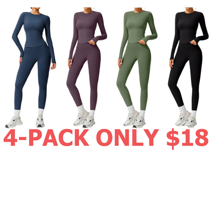 Women's Patchwork High Elastic Soft Round Neck Flat Shoulder Long Sleeve Slim Fit Beautiful Hip Tight Pants