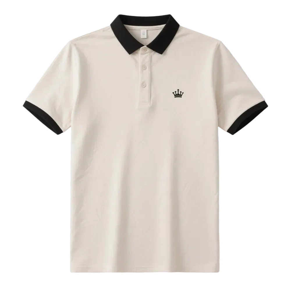 Men's Regular Fit Contrast Trim Polo Shirt – Half Zip, Short Sleeve, Summer Casual/Sporty Top for Daily Wear