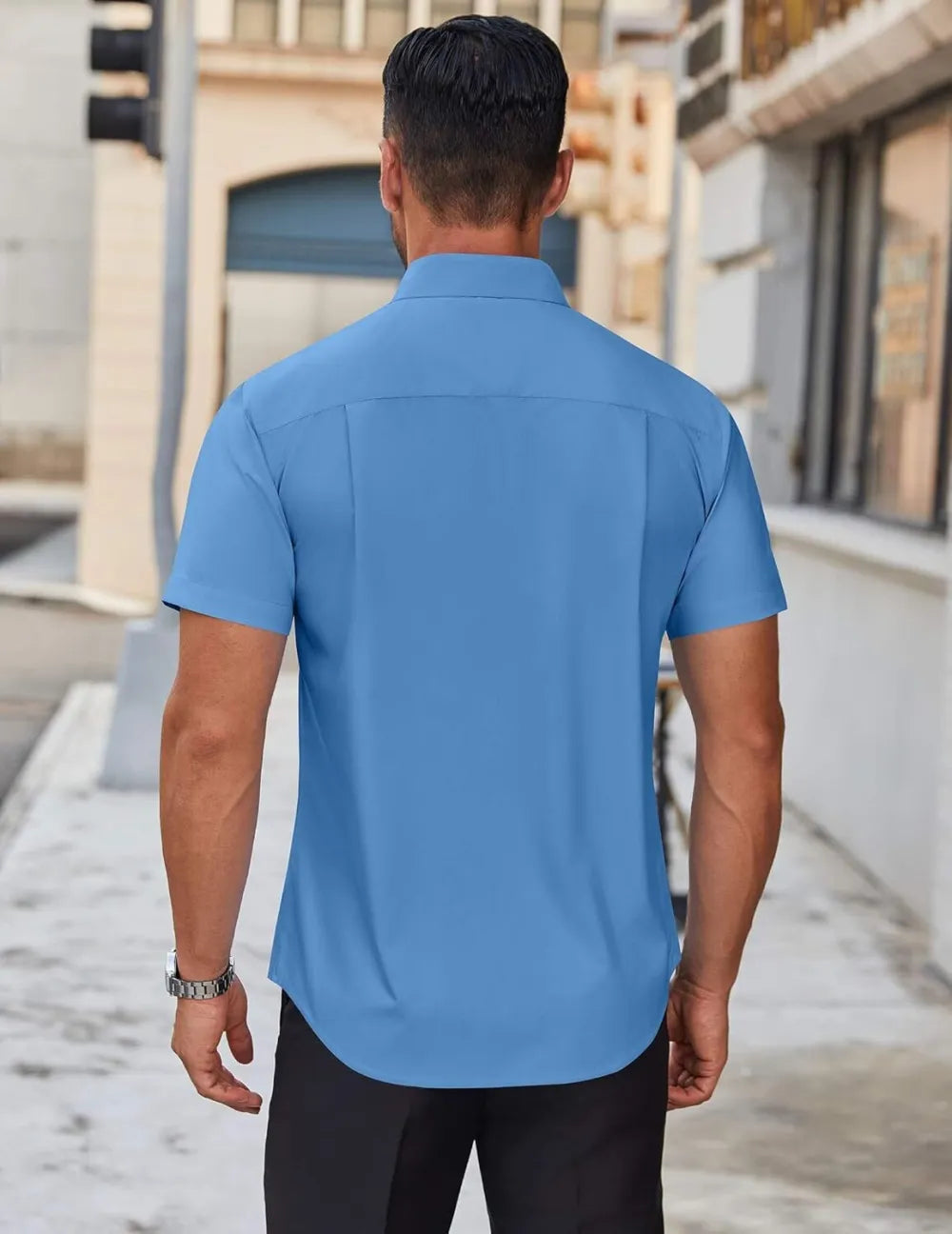 Mens Short Sleeve Dress Shirts Wrinkle Free Casual Button Down Shirts Summer Untucked Dress Shirt