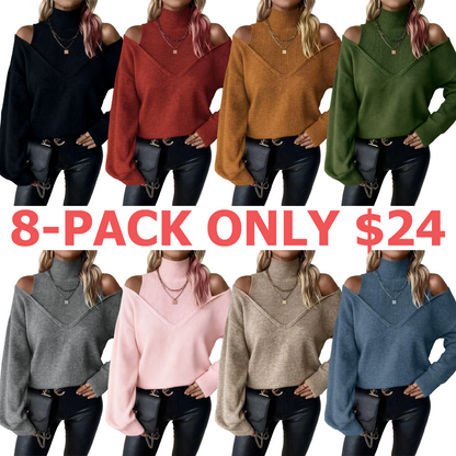 Women's Plain Cut Out High Neck Sweater