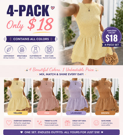⏰Hot Sale-Women'S Casual Fashion Sleeveless Short Dress🔥8-Pack - All Colors Included