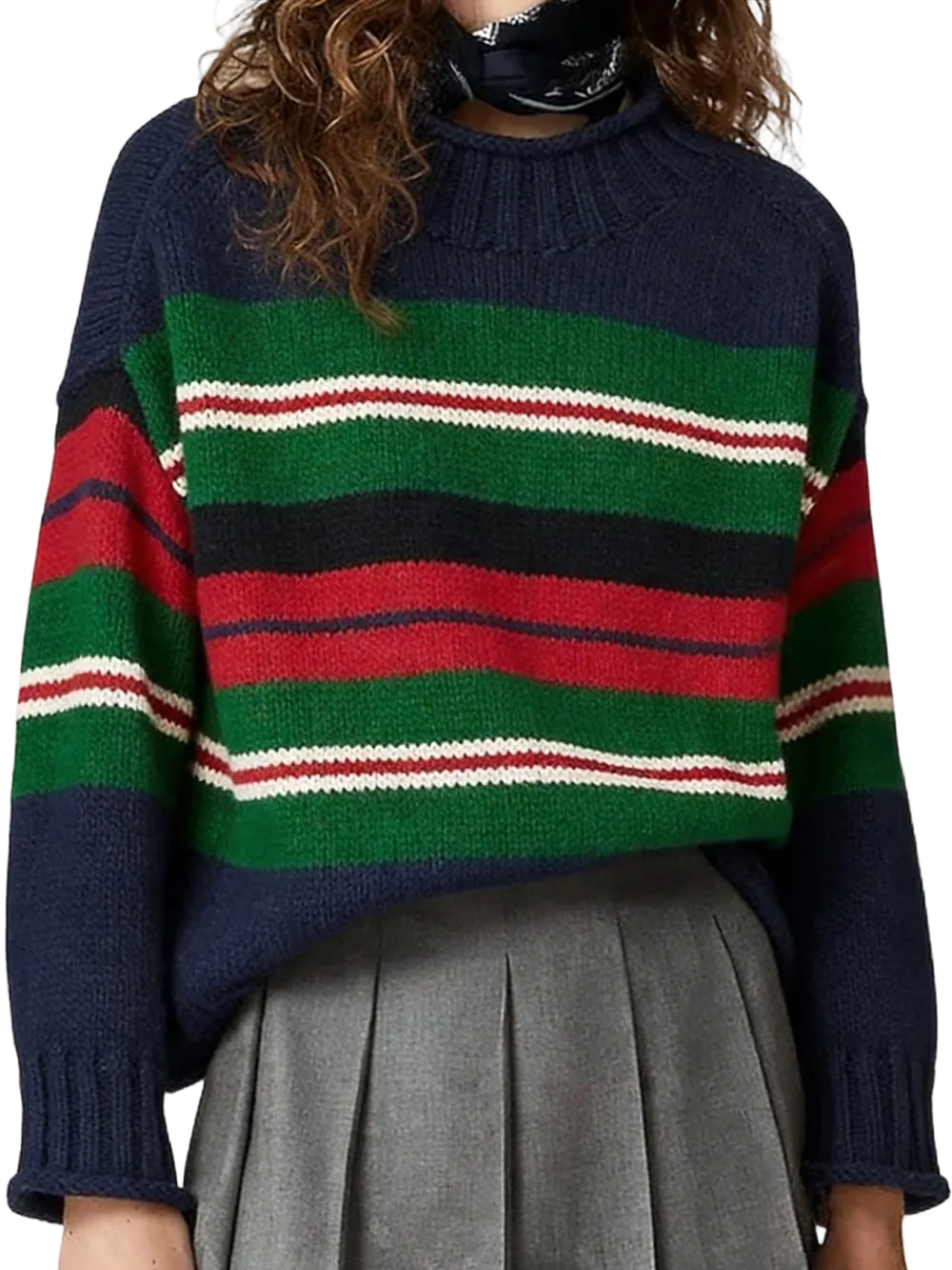 Women's loose-fitting turtleneck chunky knit sweater