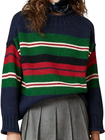 Women's loose-fitting turtleneck chunky knit sweater