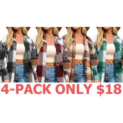 Women's Checkered Shirt Jacket