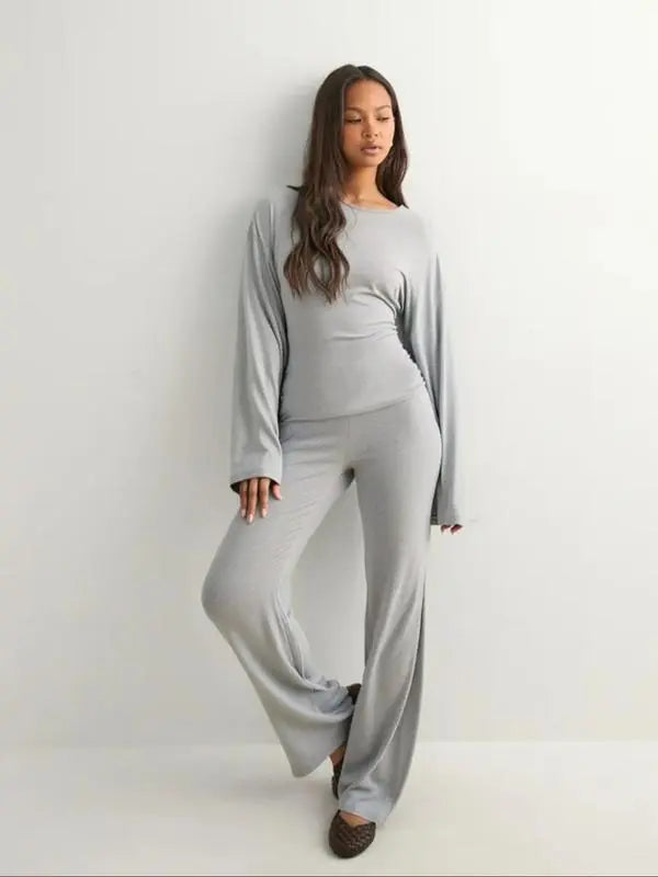 Women's Fall New Round Neck Flare Long Sleeve Top