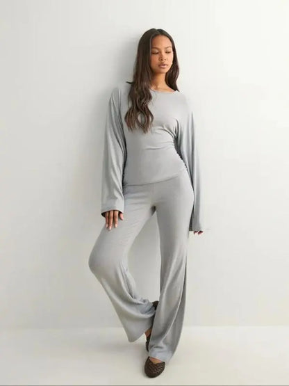 Women's Fall New Round Neck Flare Long Sleeve Top