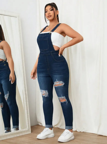 Women's Sweet Cool Denim Strap Jumpsuit
