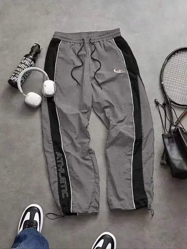 Men's Casual Sporty Long Pants, Loose Fit Elastic Cuff, Fashionable Print, Lightweight Fabric, Perfect for Daily Wear