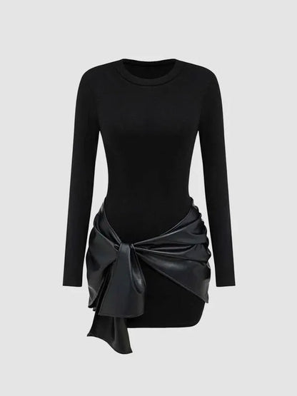 Women's Patchwork Knot Side Dress