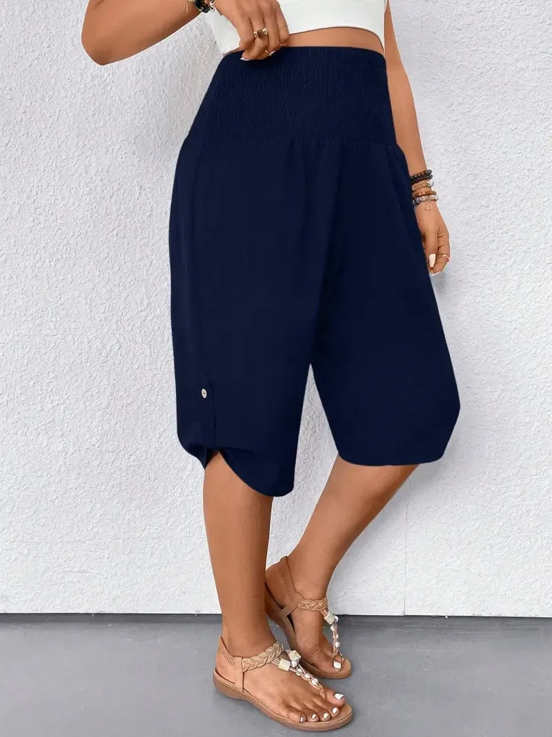 Women's Tummy Control High Waist Fitted Wide Leg Capri Pants