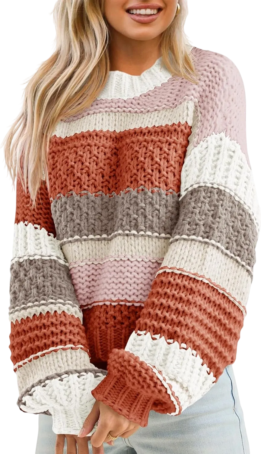 Women's loose-fitting oversized crew neck sweater