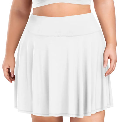 【Plus Size】 Pleated Tennis Skirt with Shorts