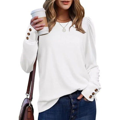 Long Sleeve Shirts for Women Blouses Dressy Casual Puff Sleeve Fashion Clothing Tops with Buttons