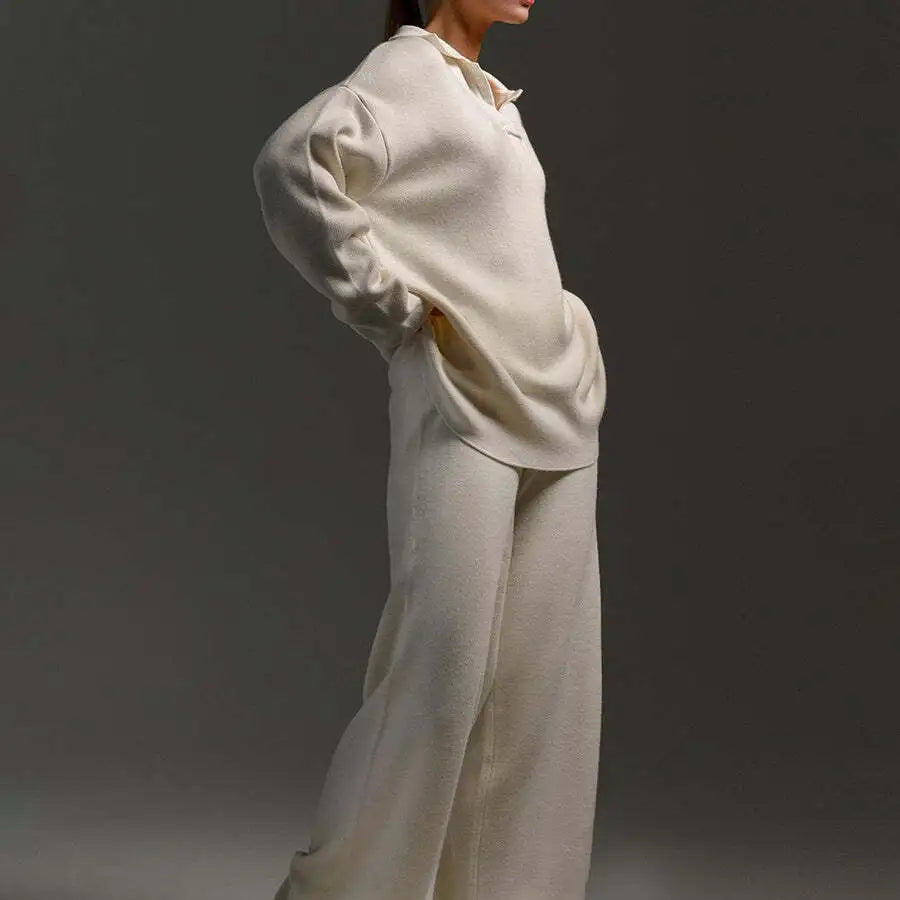 Knit Top and Wide Leg Pants 2 Piece Set