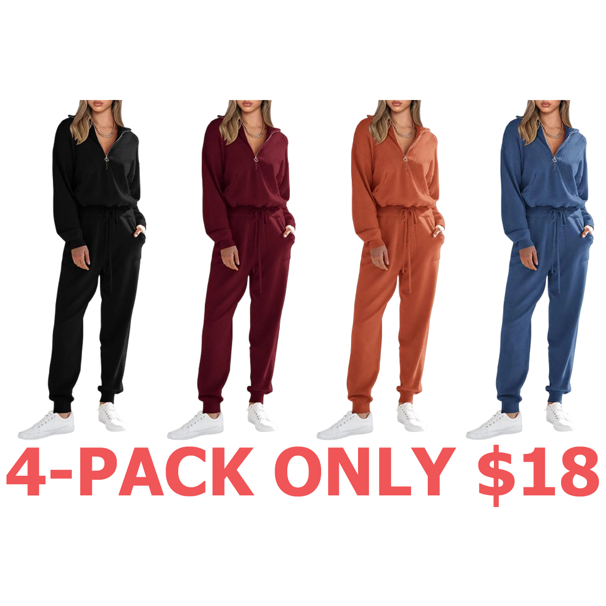 Women's 2-Piece Sweater Set Pullover Zip Up Sweatshirt Jogger Sweatpants Tracksuit Casual Outfit