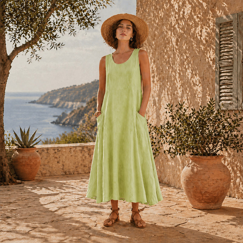 🔥 Last Day Promotion 75% OFF 🔥Women's Sleeveless Cotton And Linen Dress