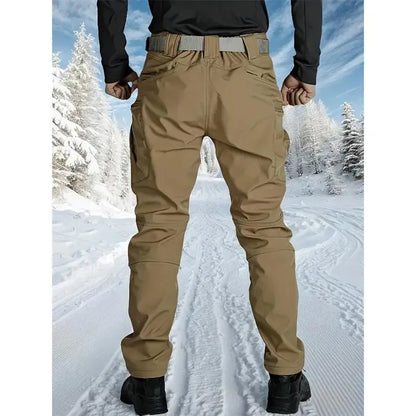 Men’s Soft Shell Tactical Pants: Fleece-Lined, Multi-Pocket, Windproof Warm (Fall/Winter)