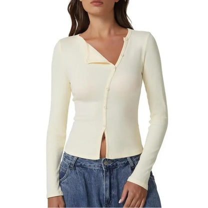 Women's Long Sleeve Ribbed Crewneck Shirts
