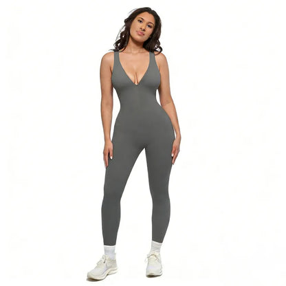 Deep V Shapewear With Chest Support Breathable High-Waisted Tummy Control Jumpsuit