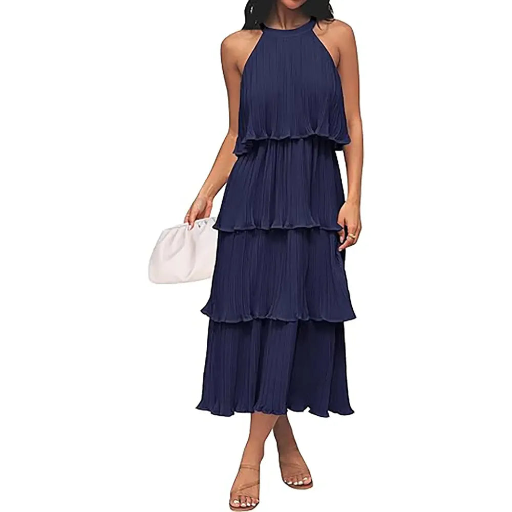 Women's 2026 Summer Sleeveless Chiffon Flowy Midi Dress