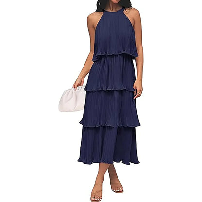 Women's 2026 Summer Sleeveless Chiffon Flowy Midi Dress