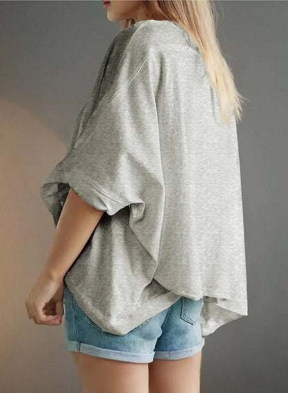 Dokotoo Summer Shirts 2025 Womens Solid T Shirts for Women Loose Oversized Tops Basic Tee