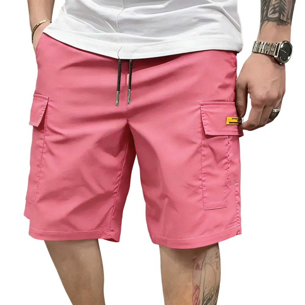 Street Style Three-Piece Set Men's Multi-Pocket Cargo Shorts