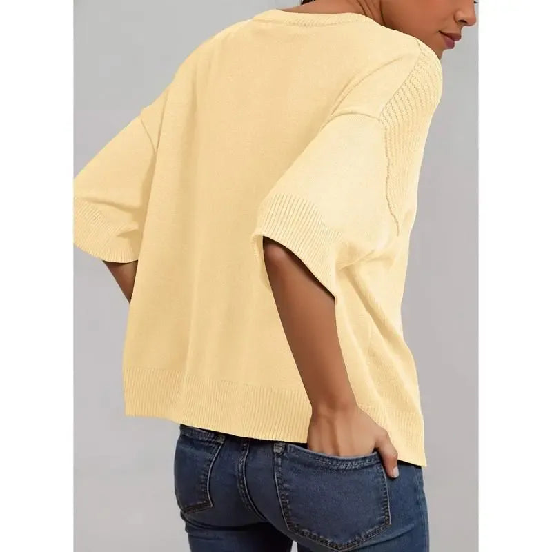Women‘s Half Sleeve Casual Oversized Trendy Sweaters