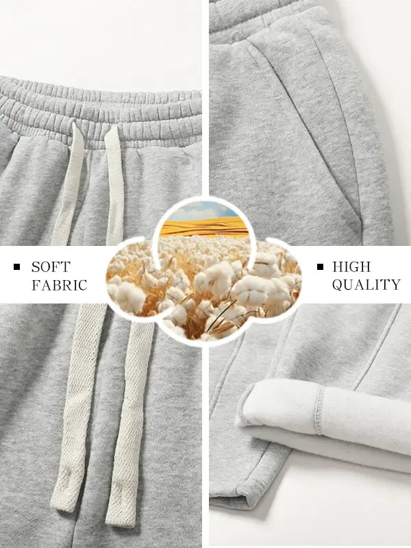 Men'S Fleece Thermal Lined Sweatpants Oversize Drawstring Waist Casual Loose Pants For Fall Winter School Season Daily Wear