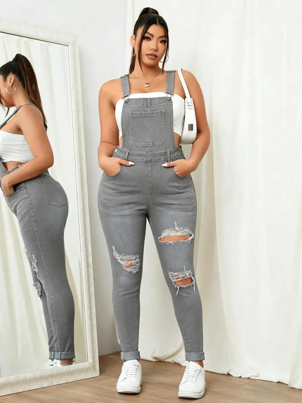 Women's Sweet Cool Denim Strap Jumpsuit