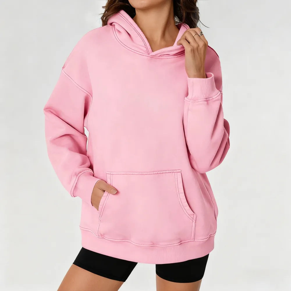 Unisex Casual Oversized Acid Wash Tops Hoodie Pullover-Athletic&Warm
