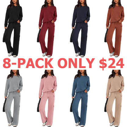 Women's 2 Piece Lounge Sets - Knitted Hoodie