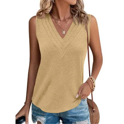 Women V Neck Tank Tops Dressy Casual Summer Loose Fit Sleeveless Shirts