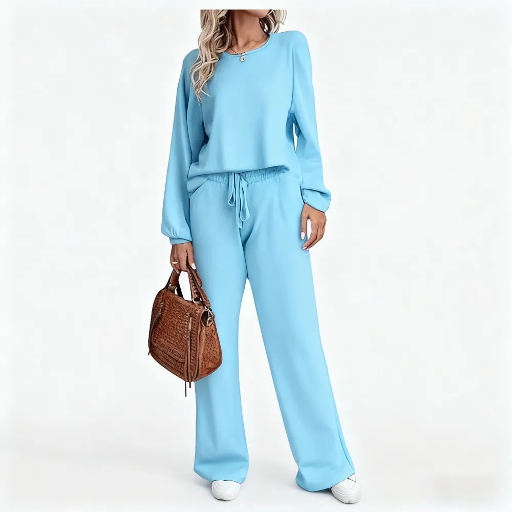 Womens Fall Winter Casual Solid Knitted 2 Piece Sets Long Sleeve Hoodie