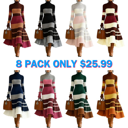 Women's Knit Dress, High Neck Long Sleeve Mermaid Tail Design