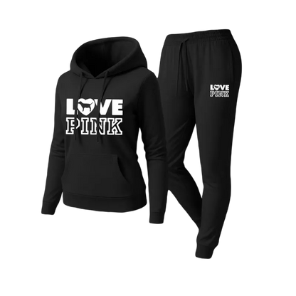 Two-piece set consisting of a letter-print sweatshirt and sweatpants.
