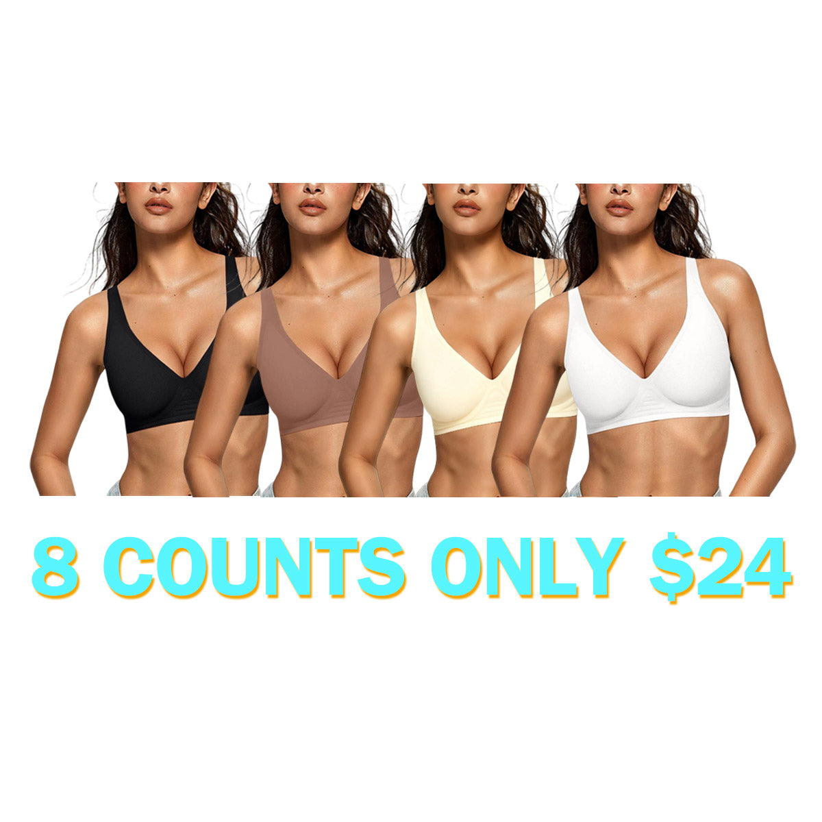 Women Wireless Seamless Bras Deep V No Underwire Push Up Bras
