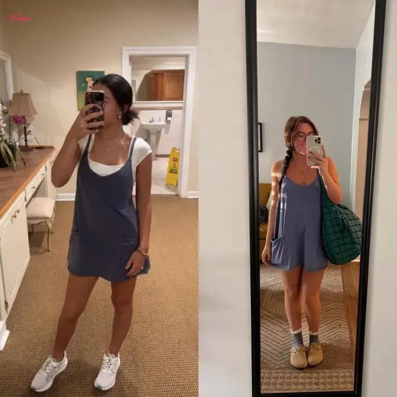 Women's Summer Sleeveless Mini Dress, Casual Sporty Dress, Short Tennis Skirt with Pockets