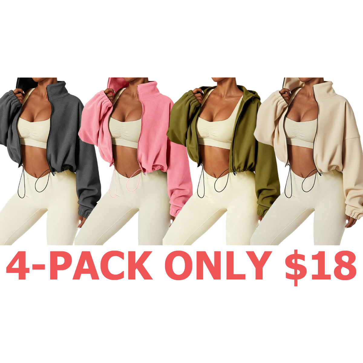 Women's Solid Color Zip Up Thermal Lined Sports Sweatshirt