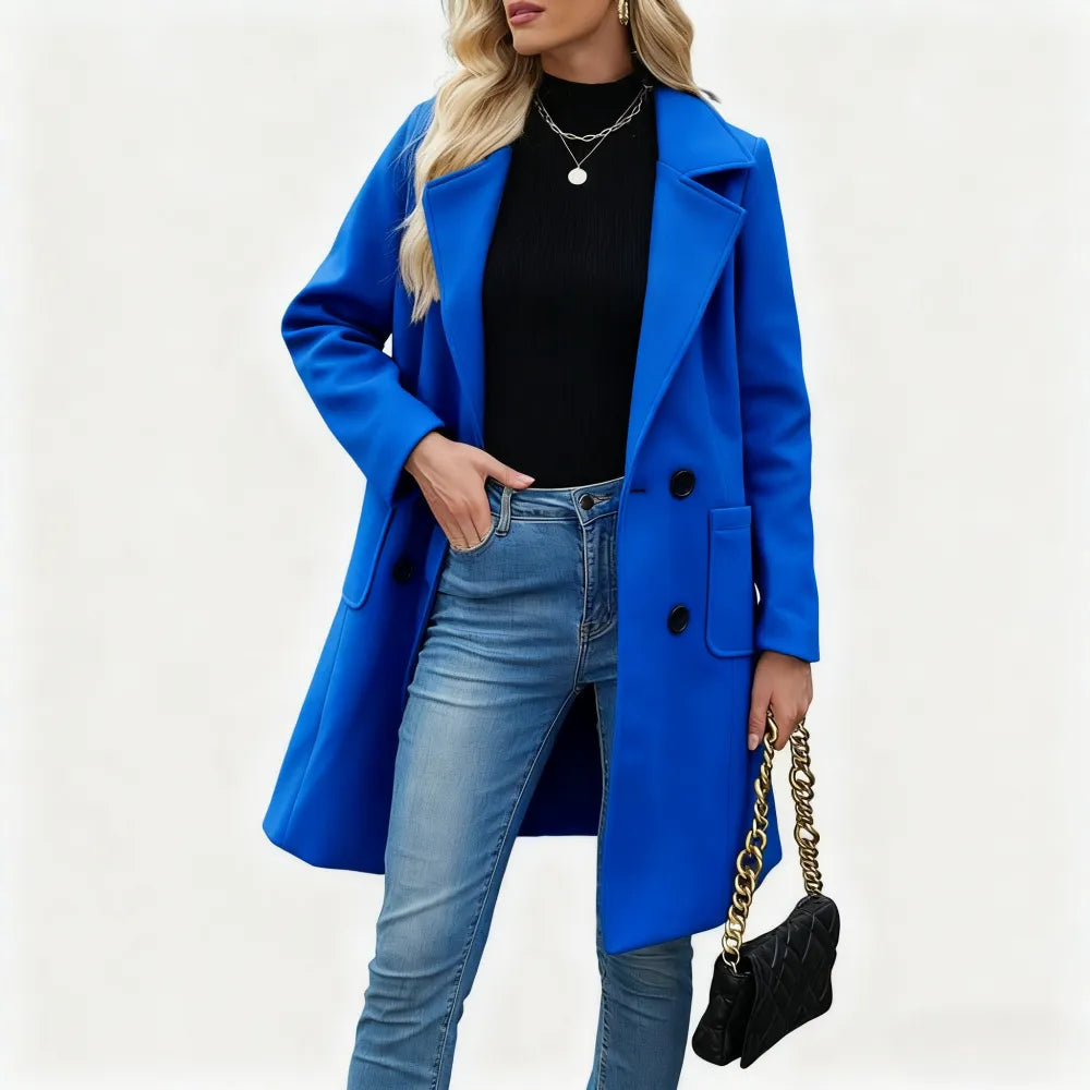 Women's Winter Wool Blend Camel Mid-Long Coat