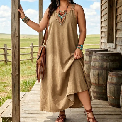 Women’s Sleeveless Denim Maxi Dress