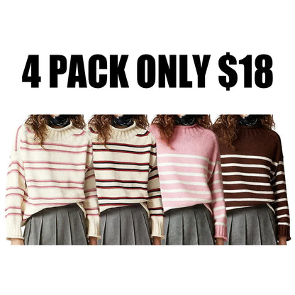 Women's loose-fitting turtleneck chunky knit sweater