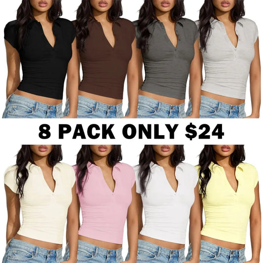 Slim-Fit Button Short Sleeve Polo Shirt